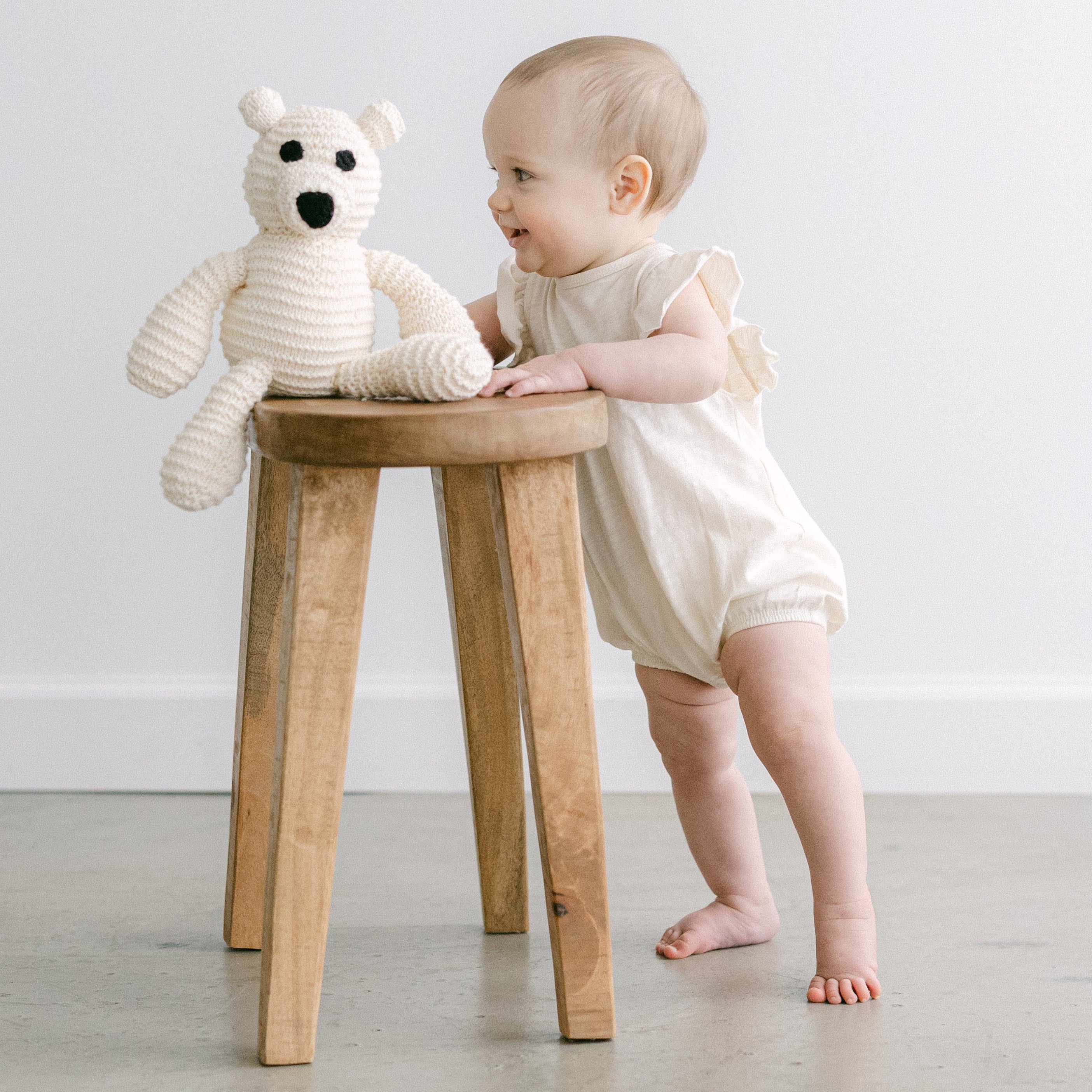 Pointelle Ruffle Sleeved Romper