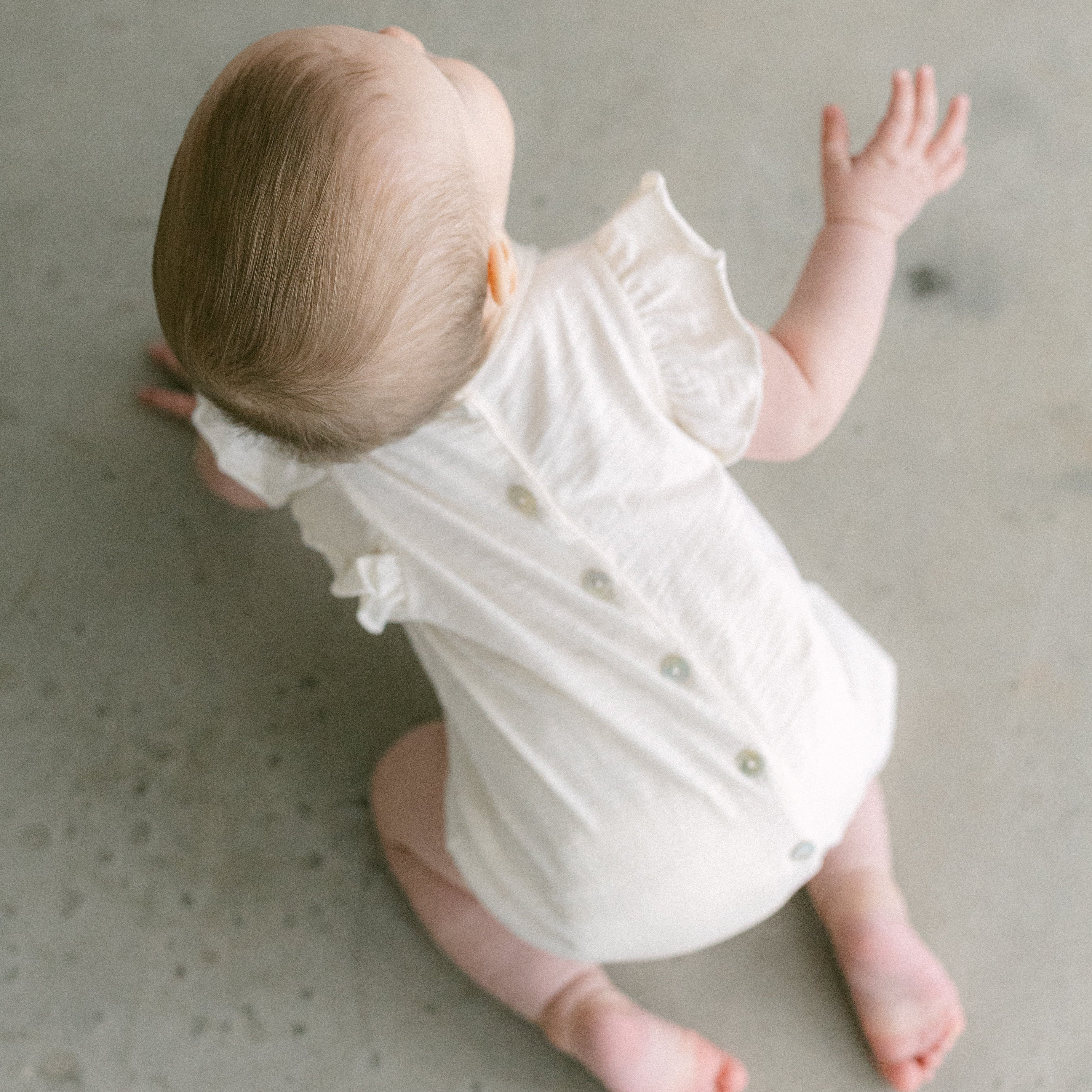 Pointelle Ruffle Sleeved Romper