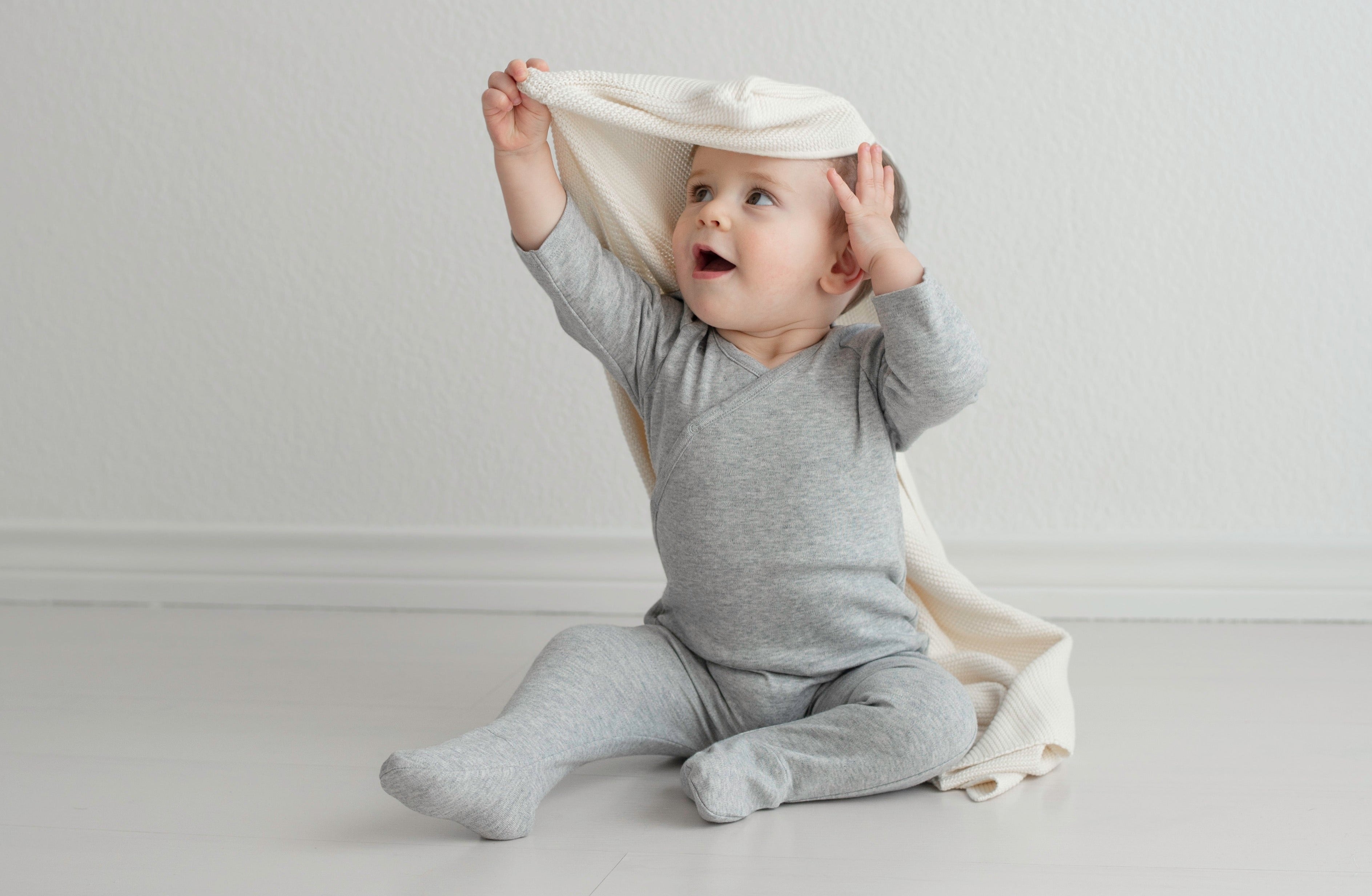 V-Neck Footie in Brushed Heathered Knit