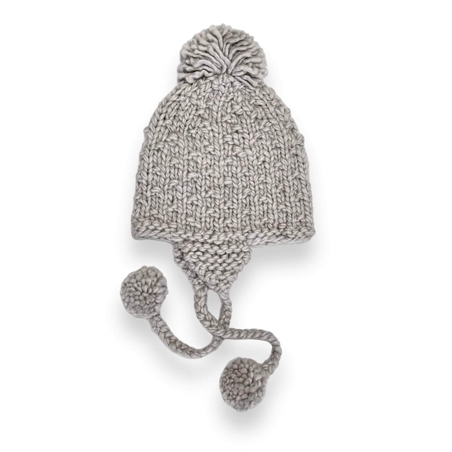 JIAN YA NA Women's Knitted Bobble Hat With Ear Flaps & Pom Pom - Warm Fleece Lined Winter Beanie