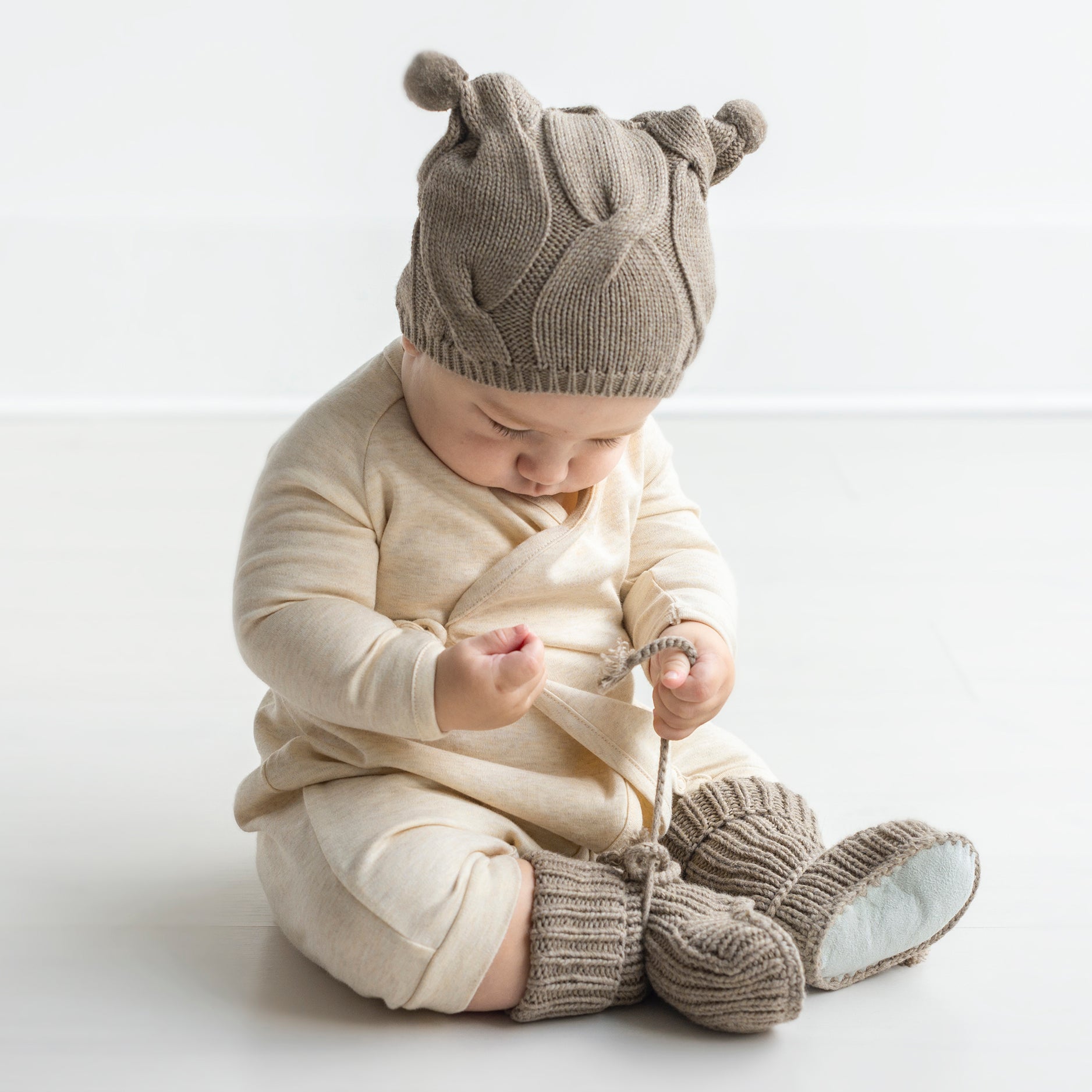 Kimono Onesie with Leggings in Brushed Heathered Knit